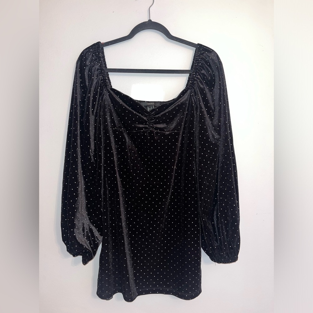 Black, velvet, sequin, balloon-sleeve dress